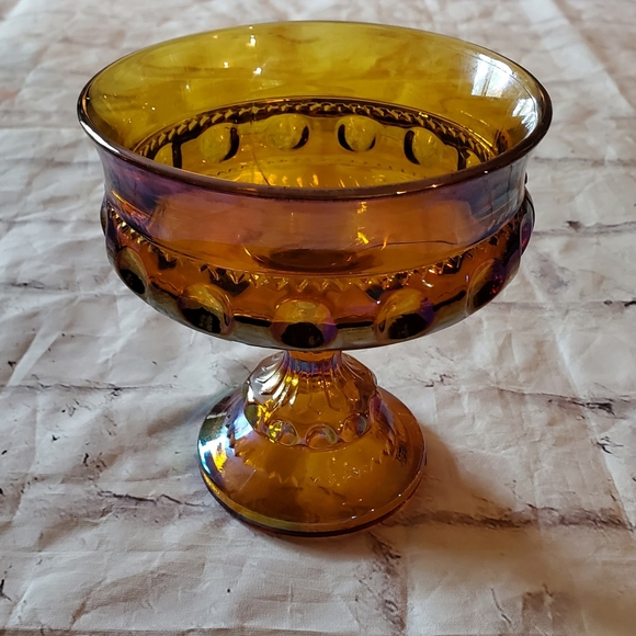 Vintant Amber Indiana Carnival Glass Other - Vintage Indiana Carnival Amber Candy Bowl EUC